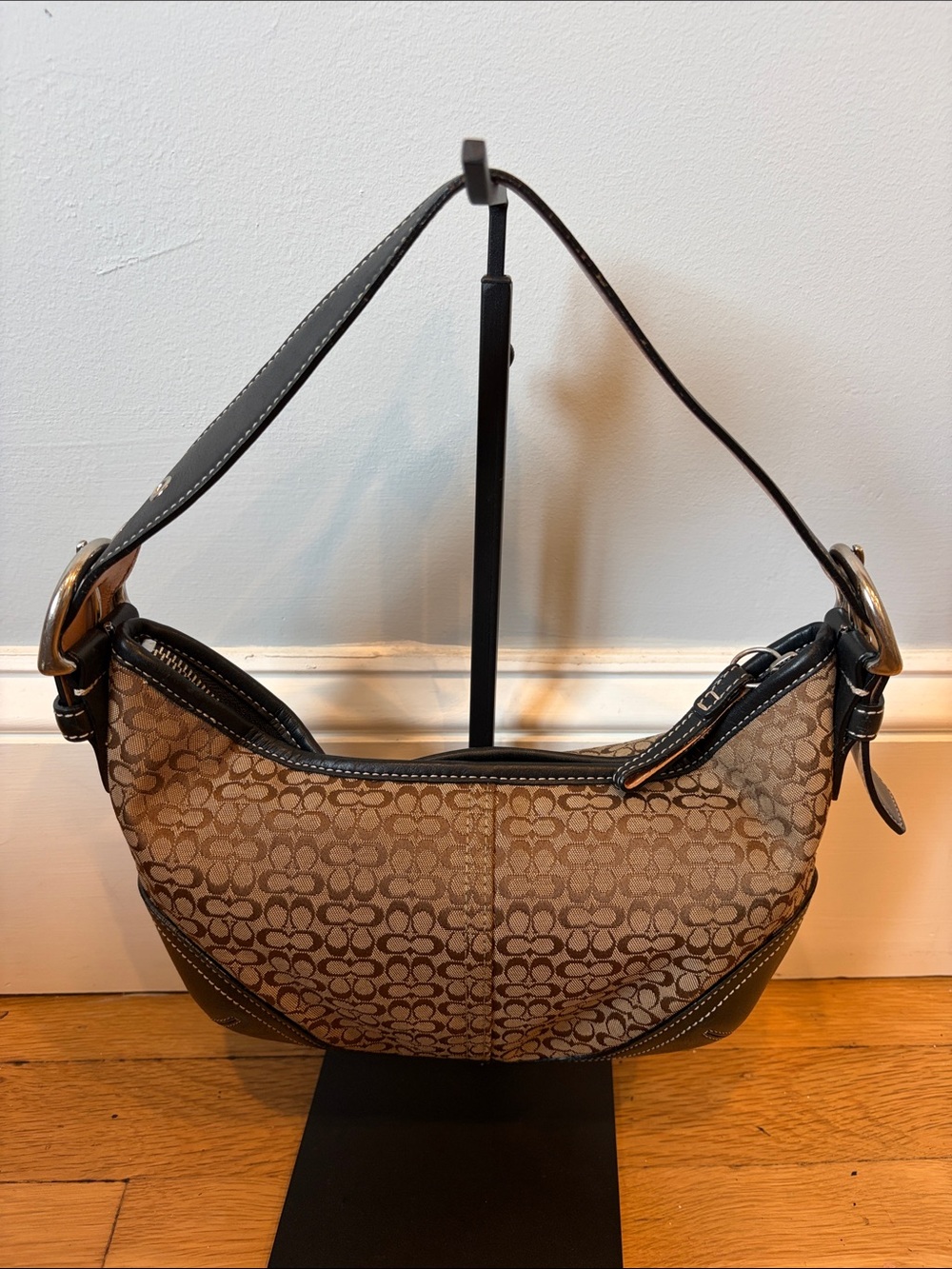 Coach Signature Canvas and Leather Shoulder Bag in Brown Vintage